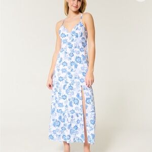 Floral Blue and White Maxi Dress